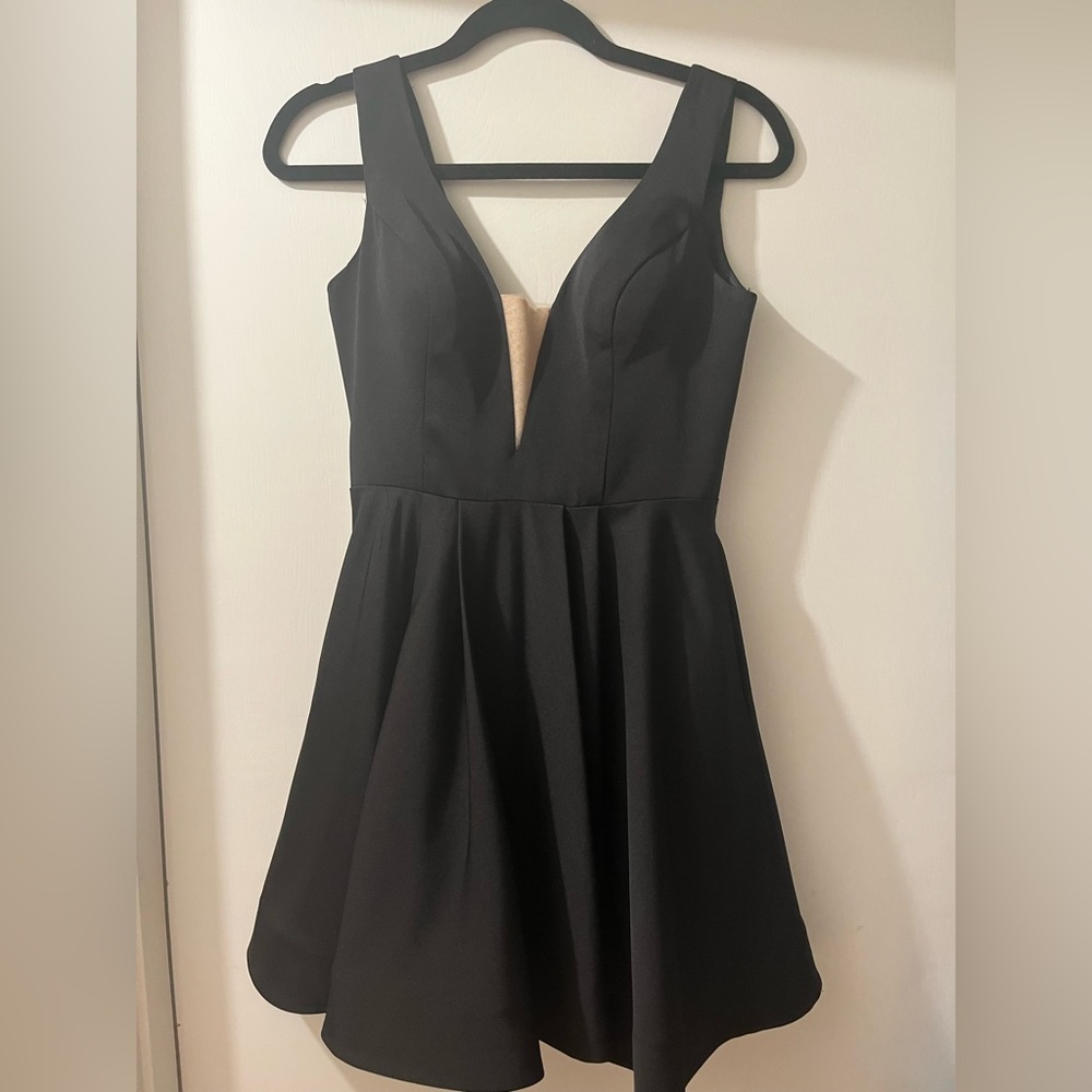 black low cut semi formal dress
